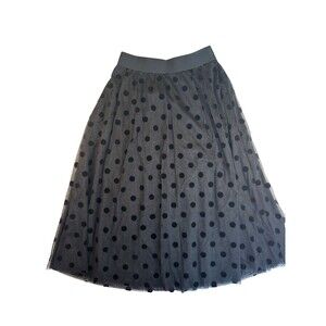 Boden Black Tulle Polka Dot Midi Skirt | NWT | Size 6P
